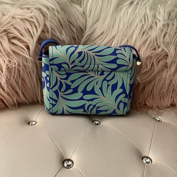 NEW Kate Spade Arbour Hill Avva Blue Green Printed Seaferns Leather Crossbody - Picture 3 of 16